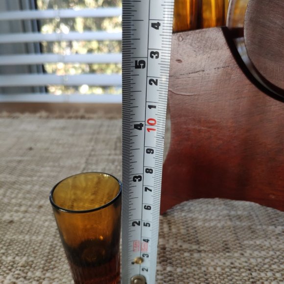 Wooden Barrel Set with 6 Glasses, Vintage Stand Caddy 9.5" - Picture 8 of 16